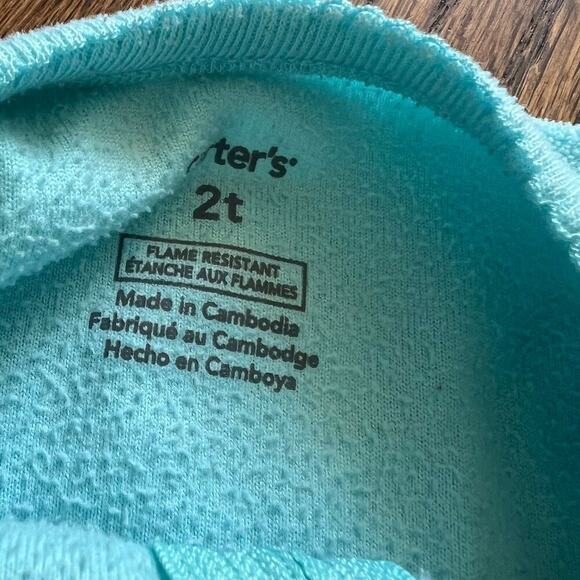 Carter's Blue and Silver Polka Dot Zip Long Sleeve Fleece Footie Pajamas - 2T - Picture 3 of 3